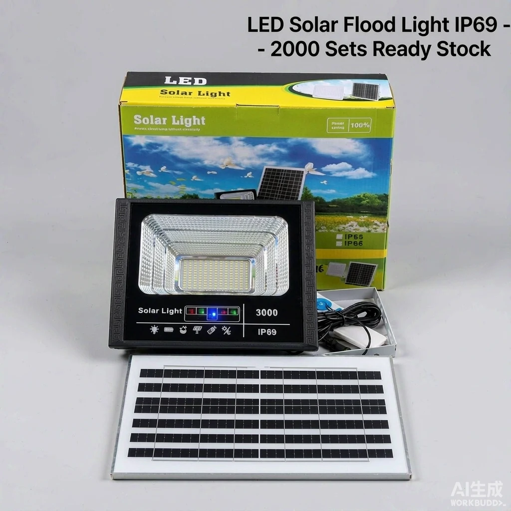 LED太阳能泛光灯 IP69防水 遥控光控 广告牌庭院灯 2000套