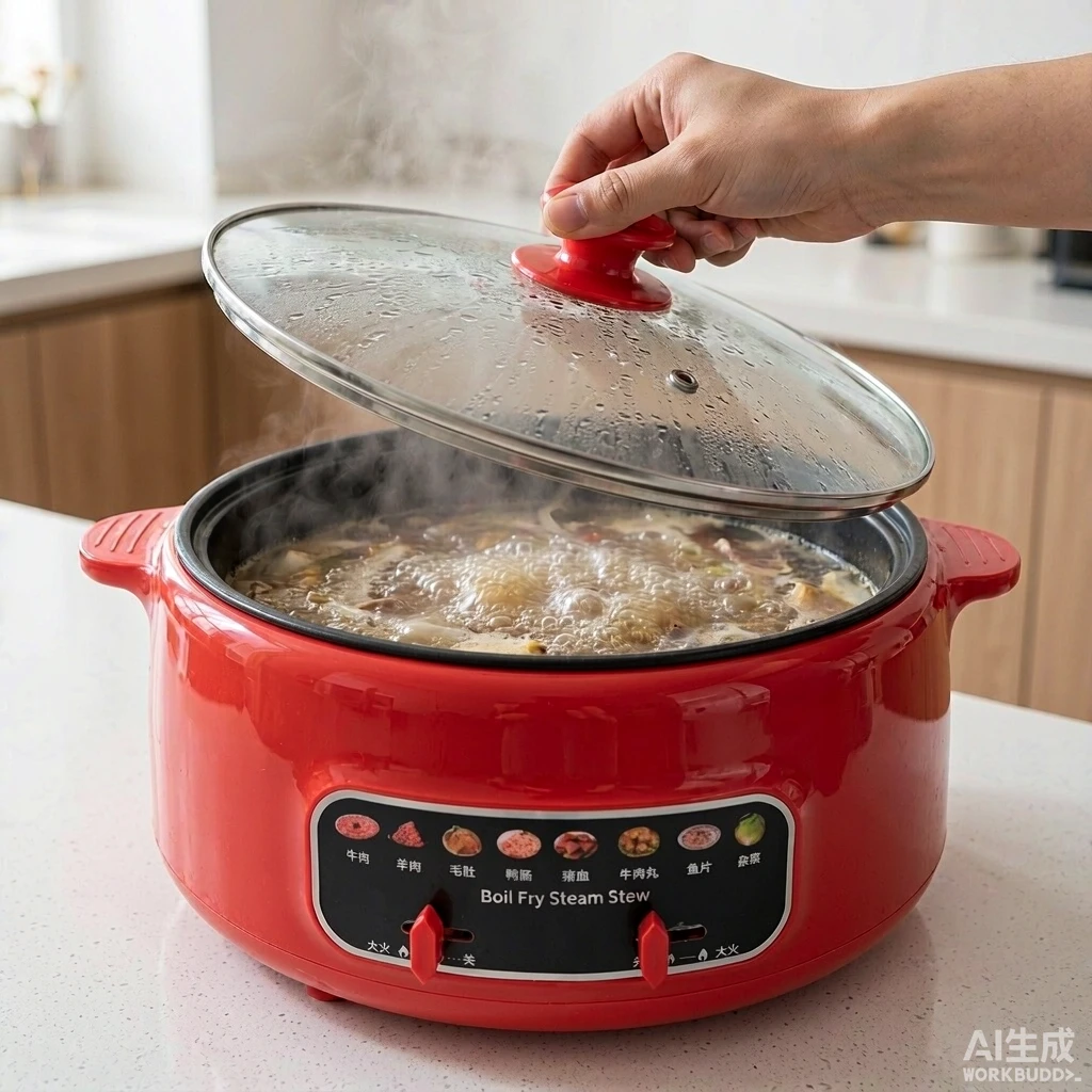 多功能双胆电火锅 红色 涮煮炖焖一锅多用 现货批发