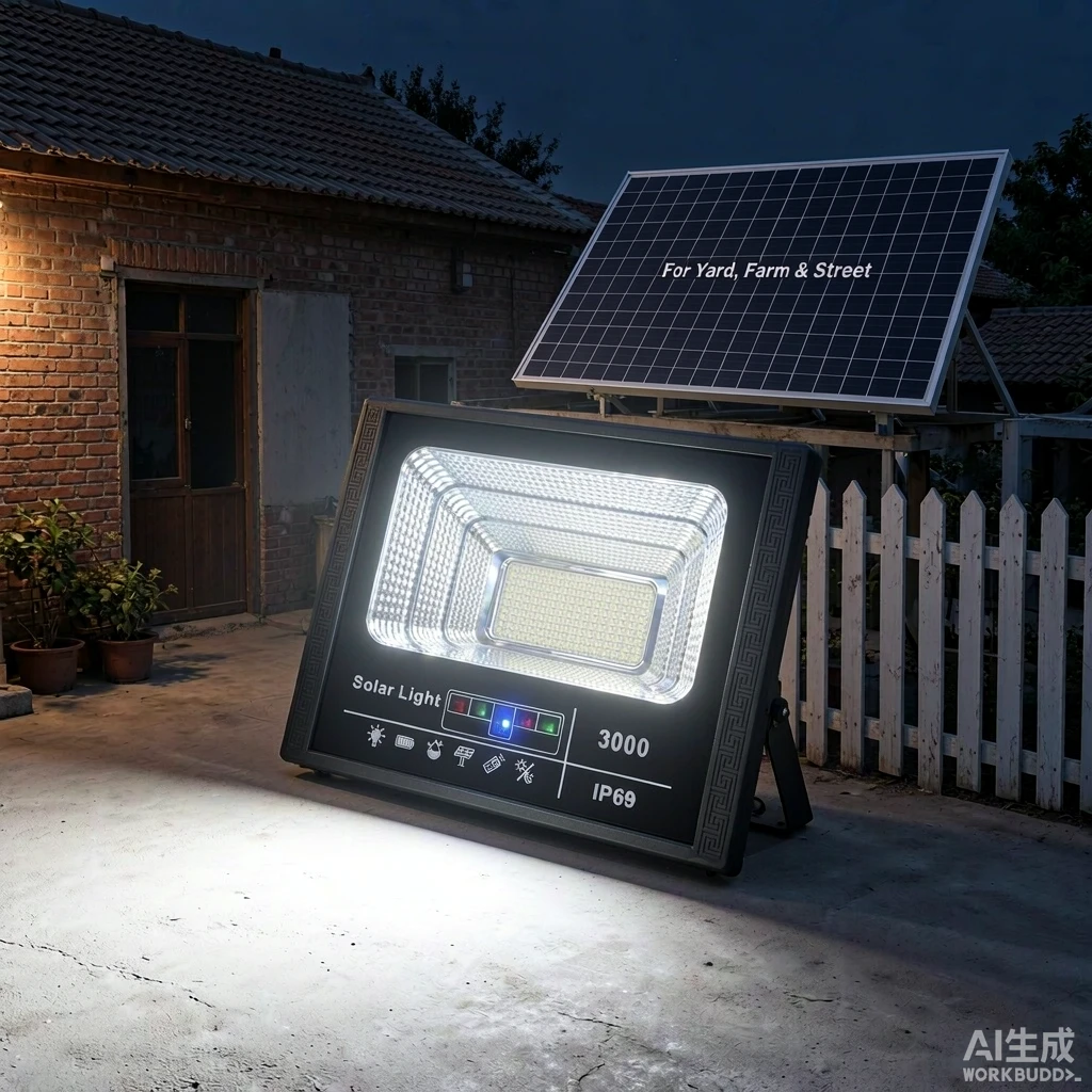 LED太阳能泛光灯 IP69防水 遥控光控 广告牌庭院灯 2000套