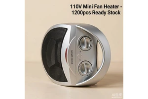 110V暖风机 银色迷你款 双旋钮调温 提手便携 1200个现货