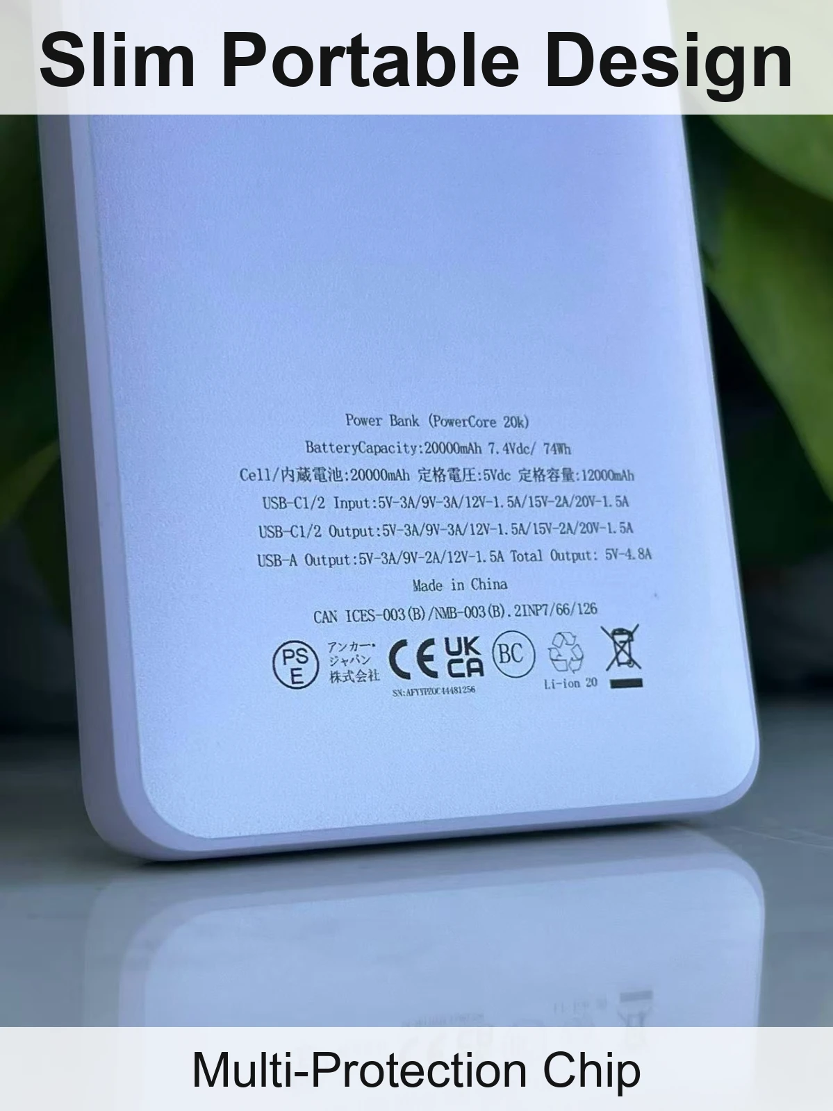 20000毫安移动电源 PD30W快充 双口输出超薄便携 现货批发