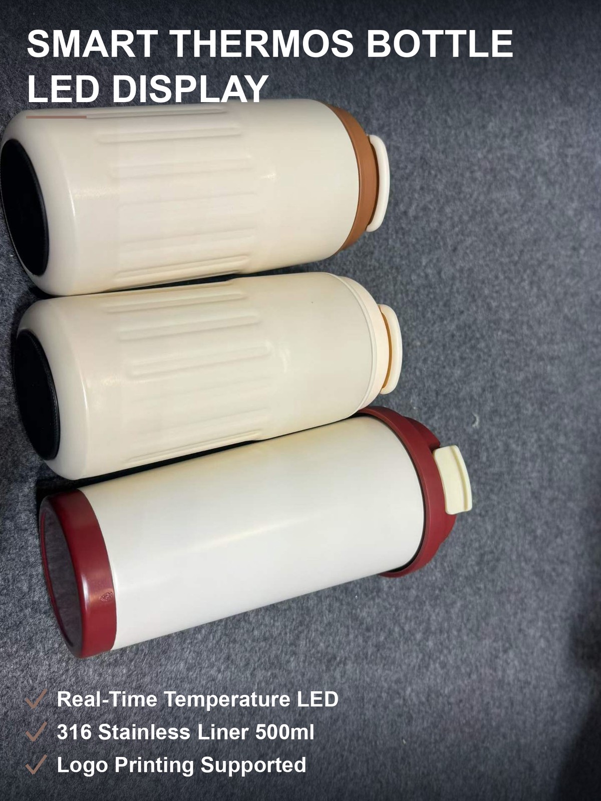 LED数显保温水杯 触控显温 316不锈钢内胆 500ml 现货可印logo