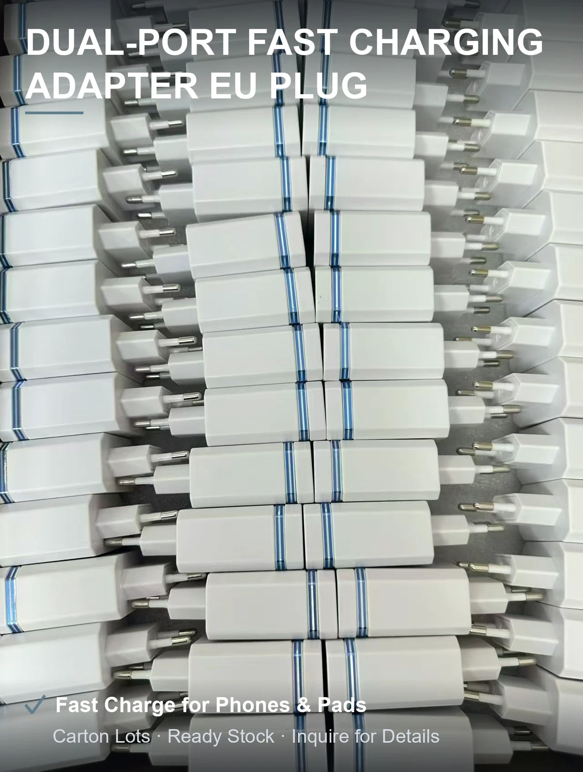 欧规双口快充充电头 USB-A+Type-C双输出 白色方壳小巧便携 整箱