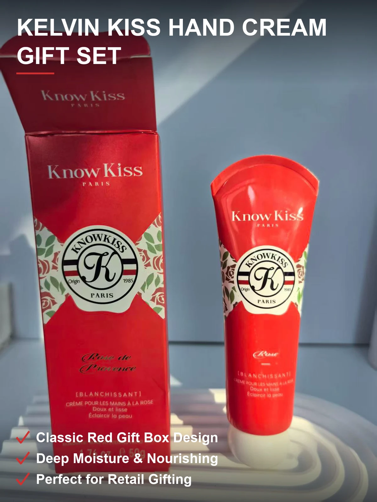 Kelvin Kiss护手霜礼盒装 经典红包装 滋润不油腻持久保湿 随身管装