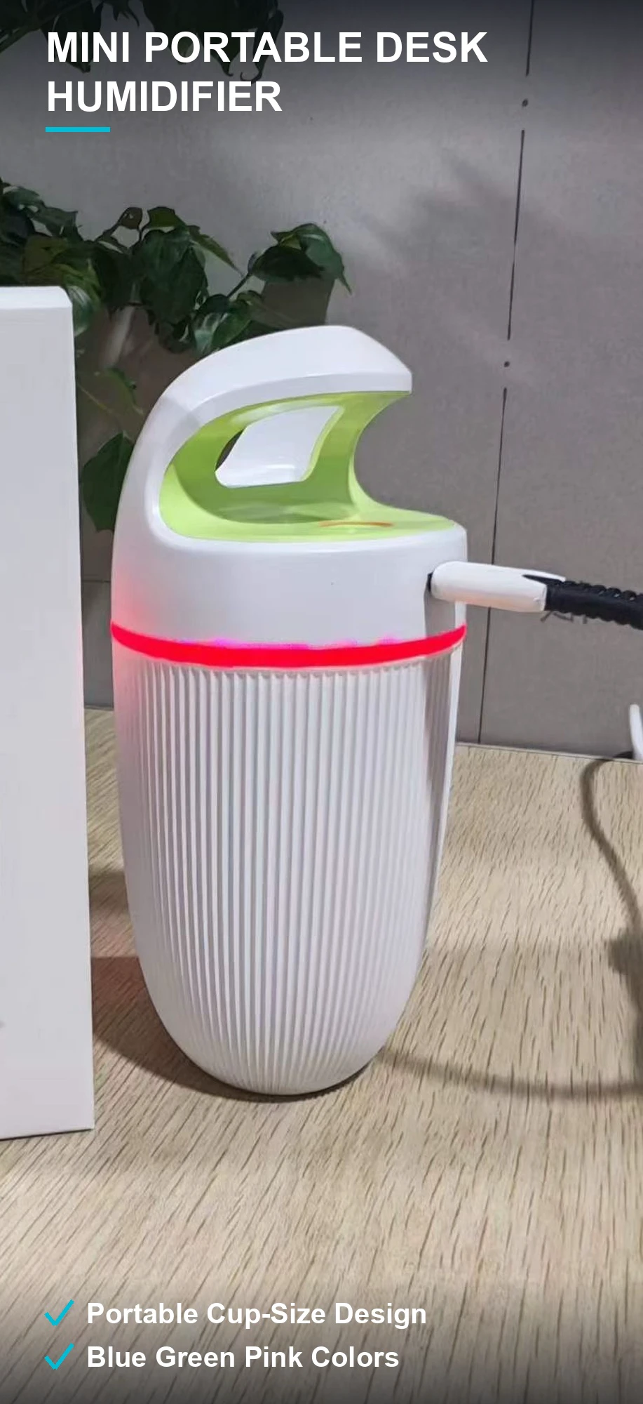 迷你桌面加湿器 杯型小巧随身带 喷雾夜灯多色可选 2600个外贸尾单