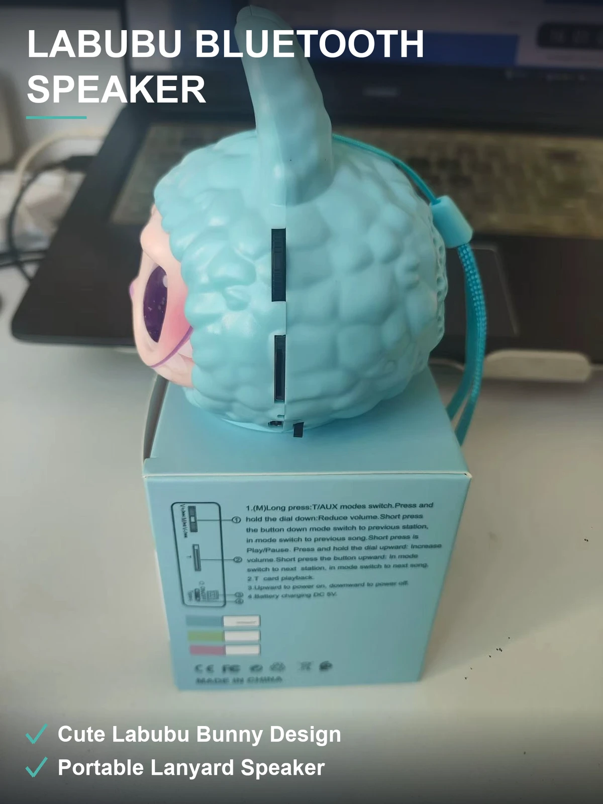 拉布布造型蓝牙音箱 兔耳萌趣造型 挂绳便携 13000台特价清货