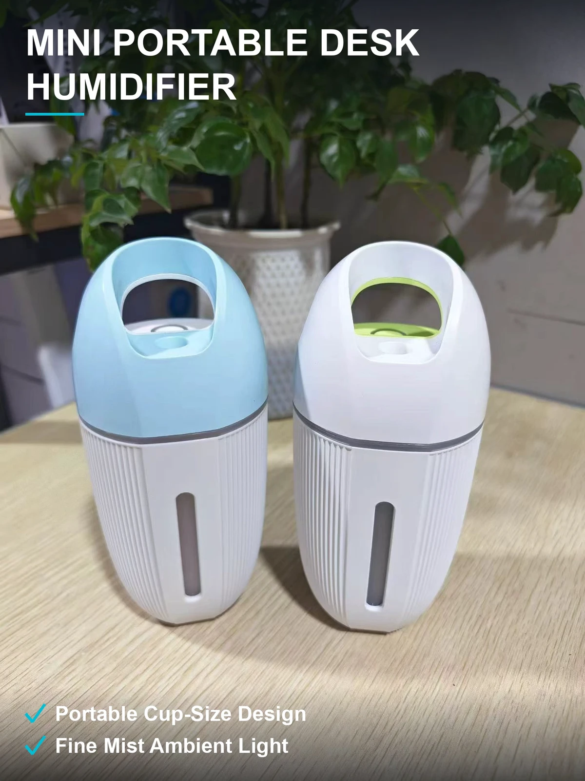 迷你桌面加湿器 杯型小巧随身带 喷雾夜灯多色可选 2600个外贸尾单