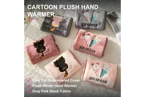 卡通毛绒暖手宝 猫咪刺绣外套 暖手萌趣多色可选 现货几千个清货