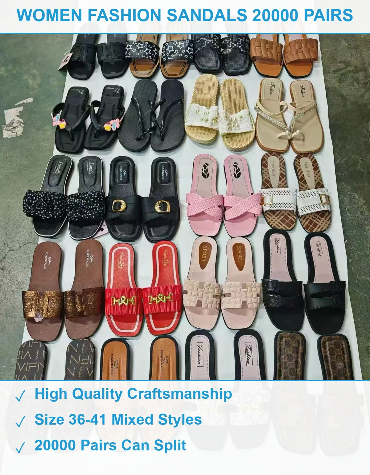 女式时装凉鞋20000双 现货清仓批发