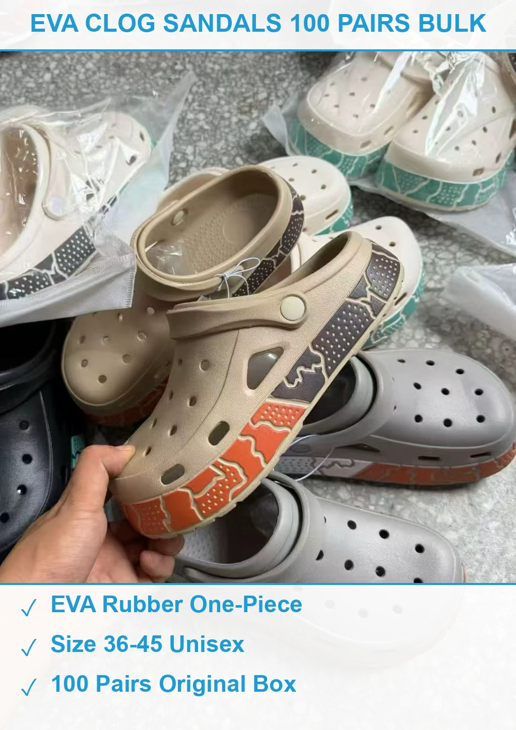 EVA厚底洞洞鞋100双 现货清仓批发