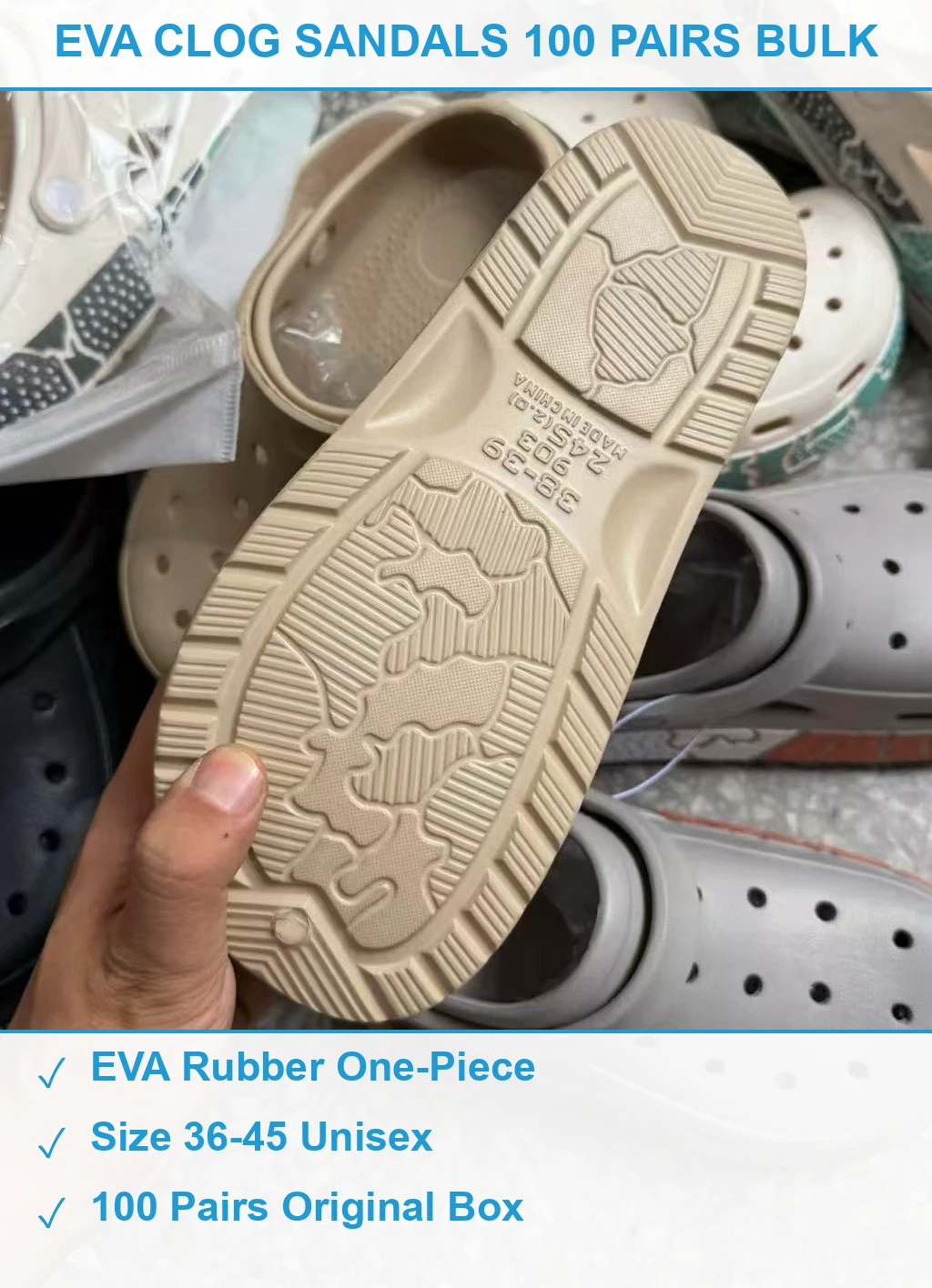 EVA厚底洞洞鞋100双 现货清仓批发