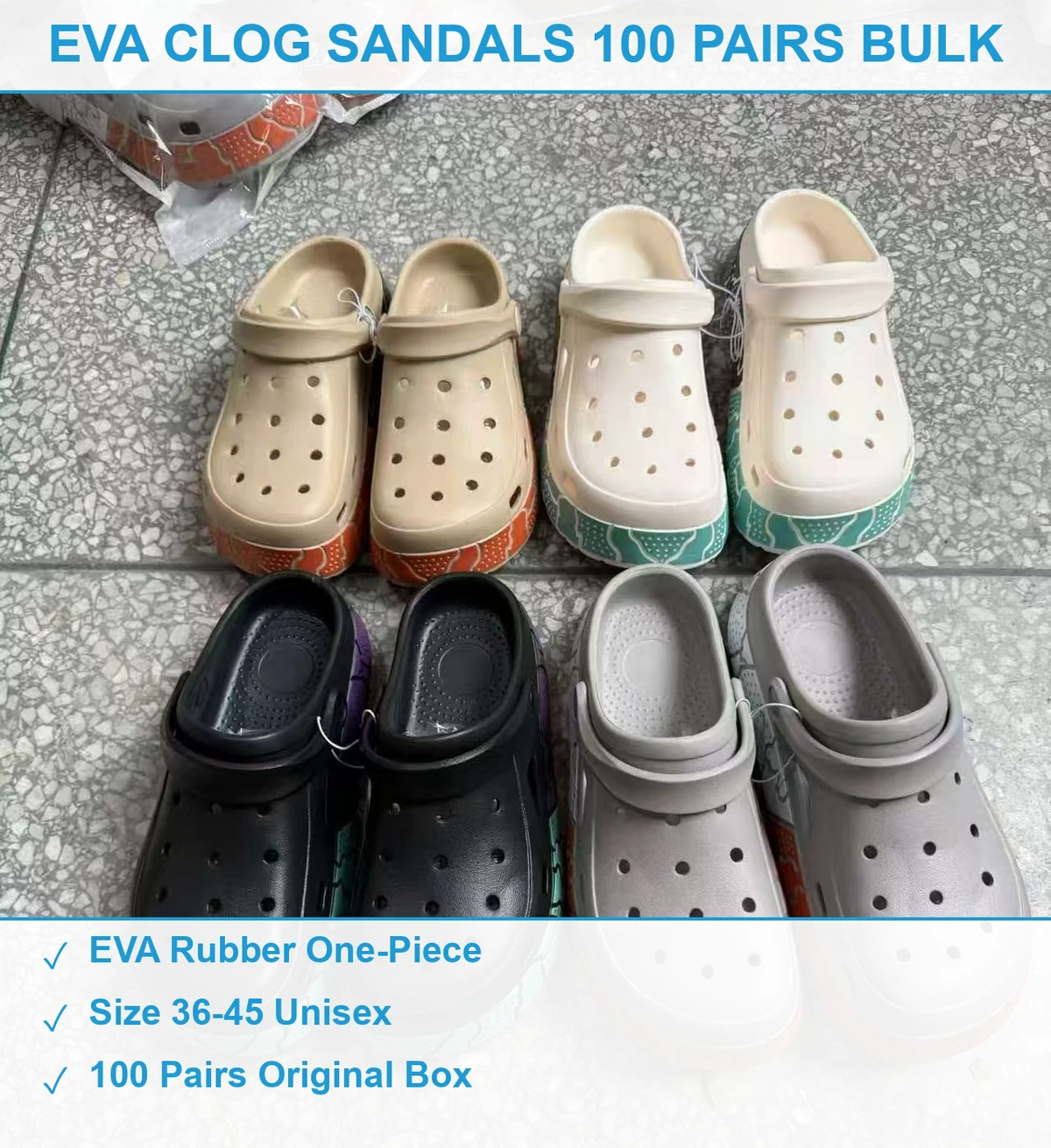 EVA厚底洞洞鞋100双 现货清仓批发