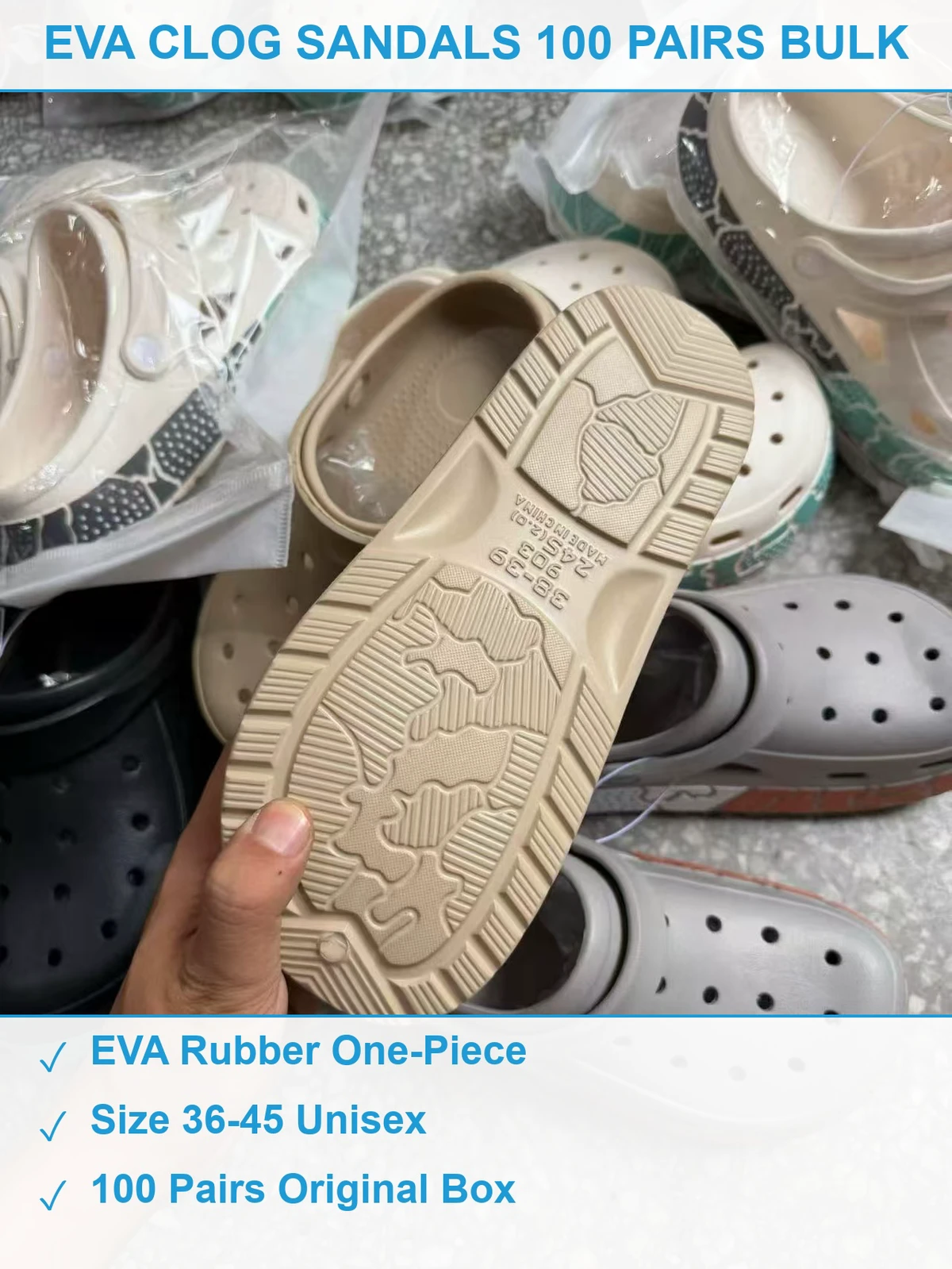 EVA厚底洞洞鞋100双 现货清仓批发