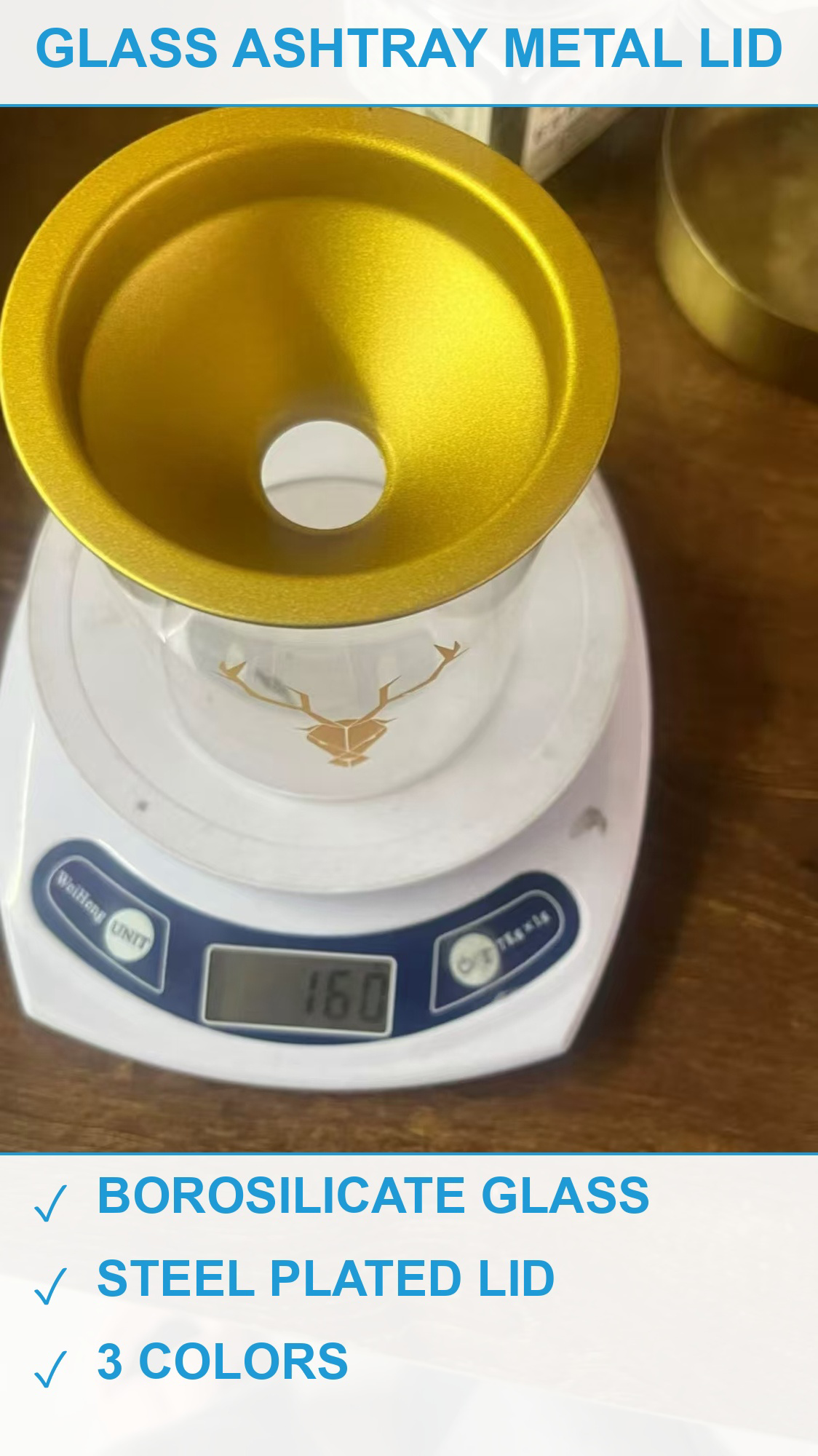 玻璃烟灰缸4000个 鹿纹三色款 现货清仓批发