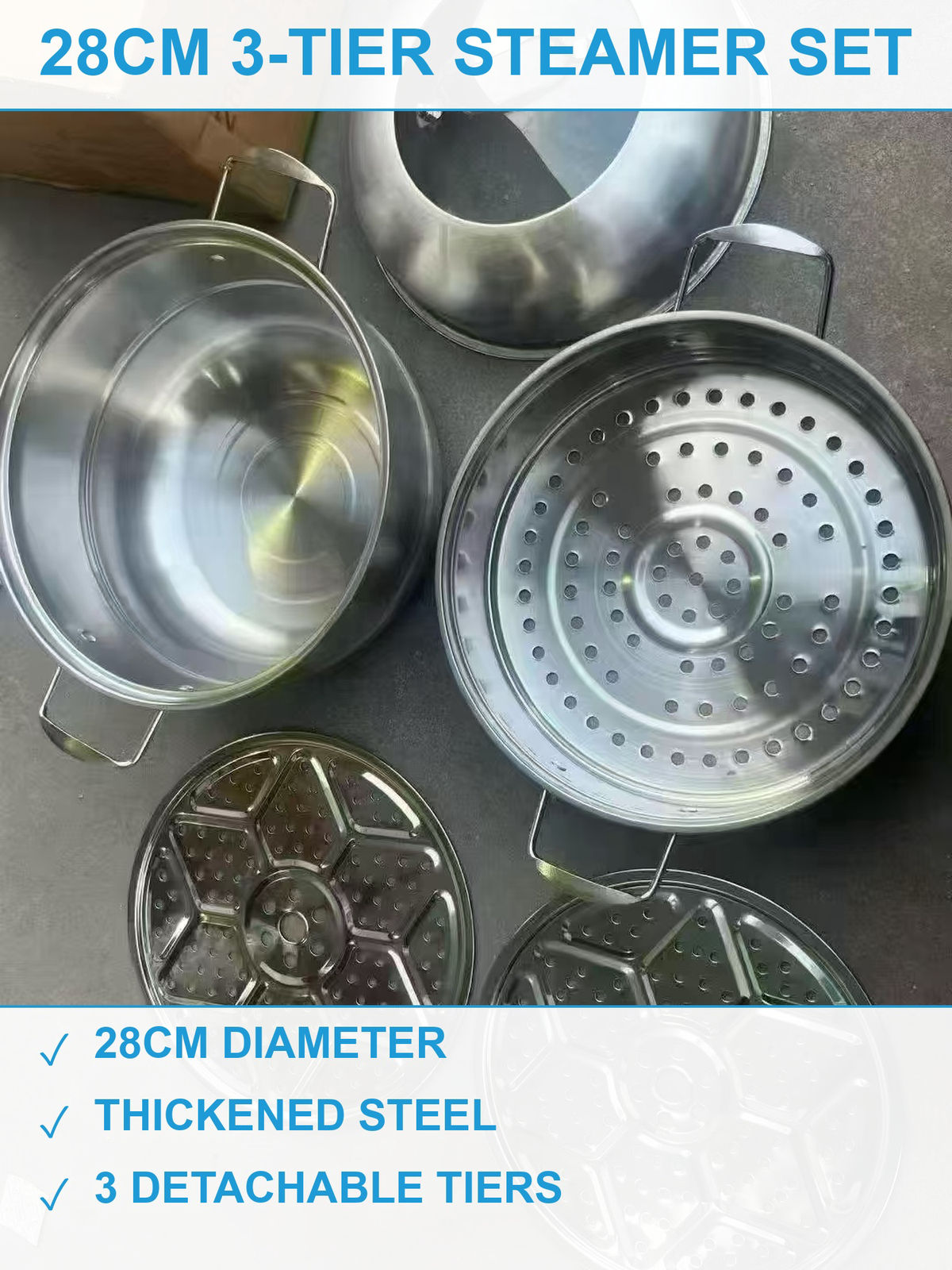 28公分三层蒸锅1000套 现货清仓批发